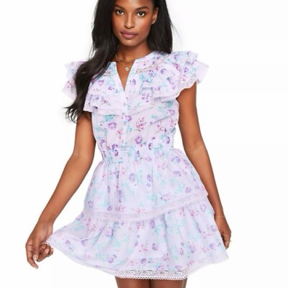 LoveShackFancy Lavender Floral Mini Dress - Picture 1 of 2